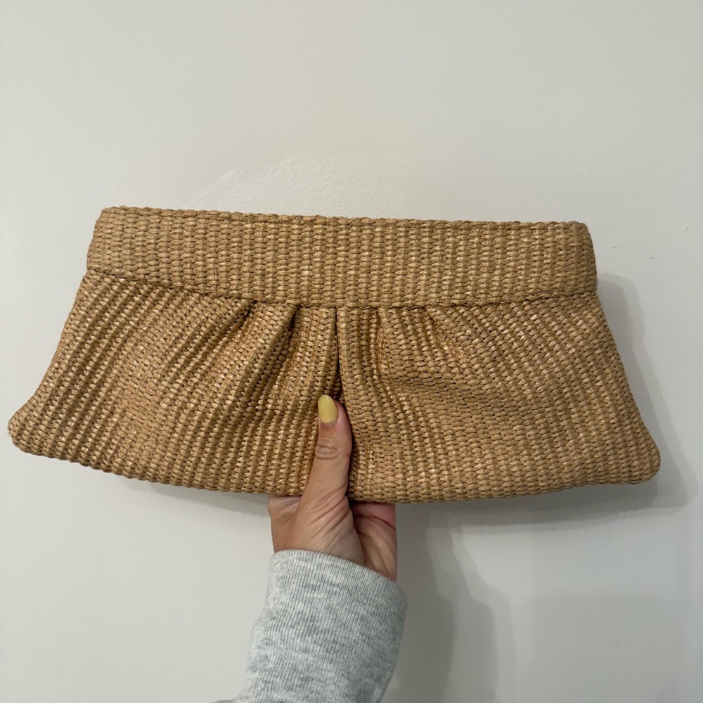 Lauren Merkin Woven Straw Clutch in Natural Tan